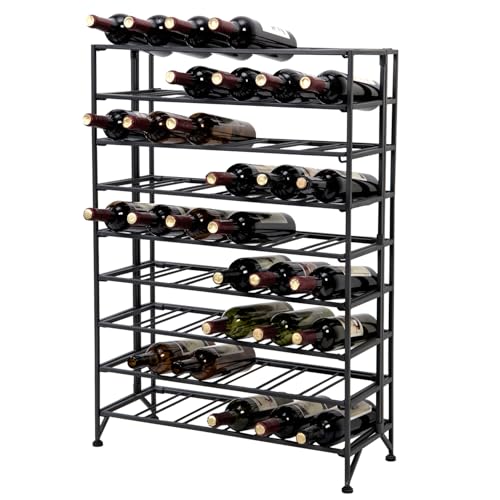 Gray Metal Wine Rack Floor Stand 9 Tier Bottle Storage Shelf