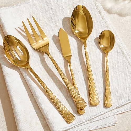 65 Piece Gold Silverware Set with Serving Utensils (65 Count)