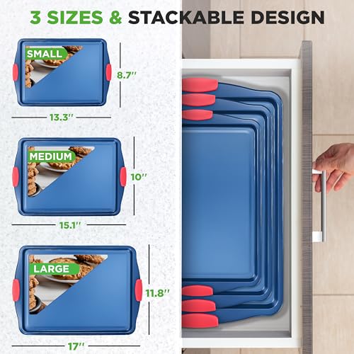 3 Piece Nonstick Cookie Sheets for Baking