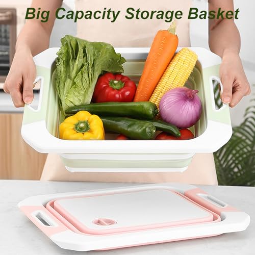 Camping Collapsible Cutting Board Dish Basin BBQ Prep Tub Camp Sink Dish Washing Station Multifunctional Storage Basket