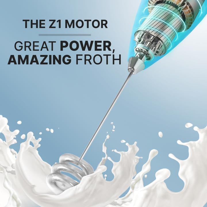 Zulay Kitchen Milk Frother with Patented Tornado Triple Whisk – Handheld Foam Maker for Coffee, Lattes, Matcha & Hot Chocolate – Rich, Creamy Froth in Seconds - - Culinary Roots