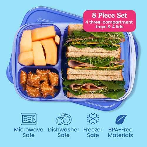 Reusable, BPA-Free, Microwave, Dishwasher & Freezer-Safe, Custom-Fit Lids, Lightweight (Jewel Brights) (4 Count)