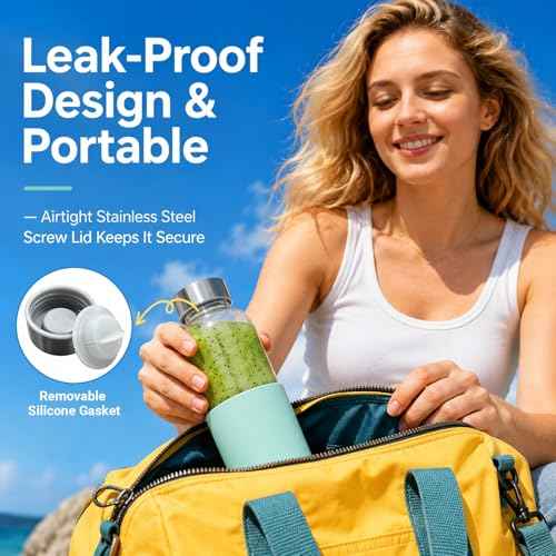 18 oz Glass Water Bottles with Lids and Silicone Sleeve 4 Pack