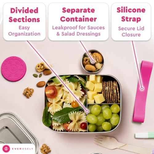 Stainless Steel Bento Box + Condiment Container (6 Count)