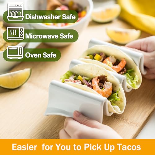 Taco Holder Porcelain Taco Tray with Handles (2 Count)