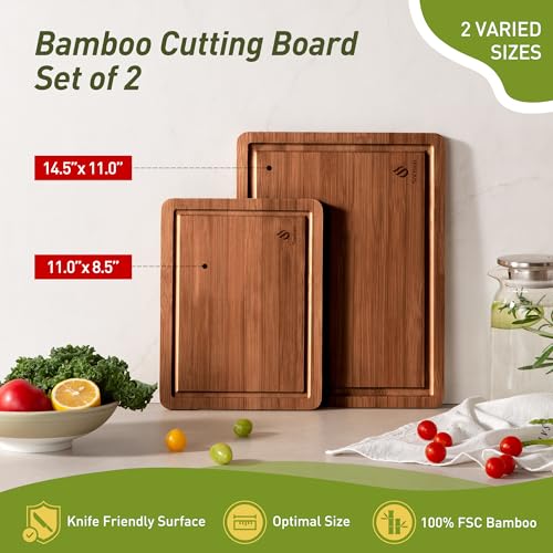 Bamboo Cutting Board Set Non Slip Feet Over Sink Gifts Best Mama Mommy Bonus Busy Mom Ever Christmas Xmas Birthday Law Step Stepmom Stepmother Who Have Everything Good Unique Useful Present (2 Count)