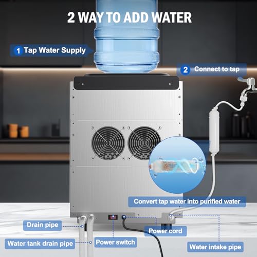 70 lbs Nugget Ice Maker Countertop Portable Dual Water Self