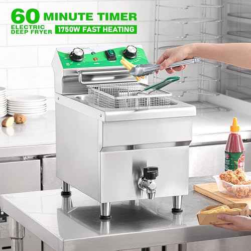 12.7 QT Commercial Fryer Electric Deep Fryer with Basket and Lid