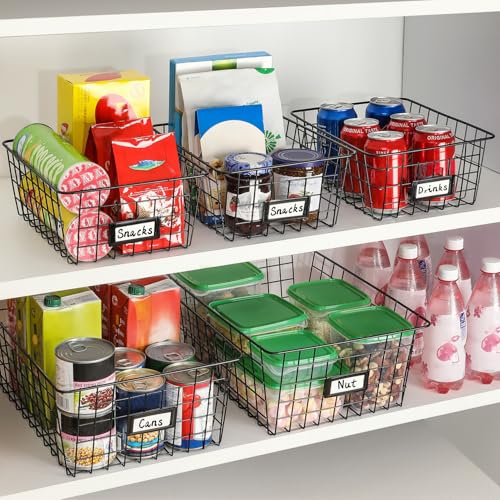 6 Pack Wire Baskets for Pantry Organization and Storage (6 Count)