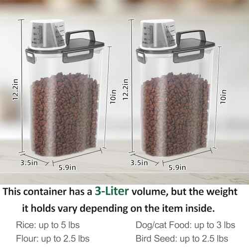 2 Pack 3 Lbs Pet Dog Cat Food Bird Seed Storage Containers for Travel (2 Count)