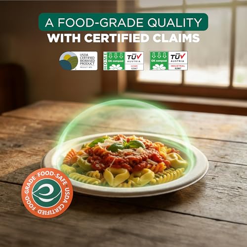 9 Inch Disposable Bagasse Paper Plates (500 Count)