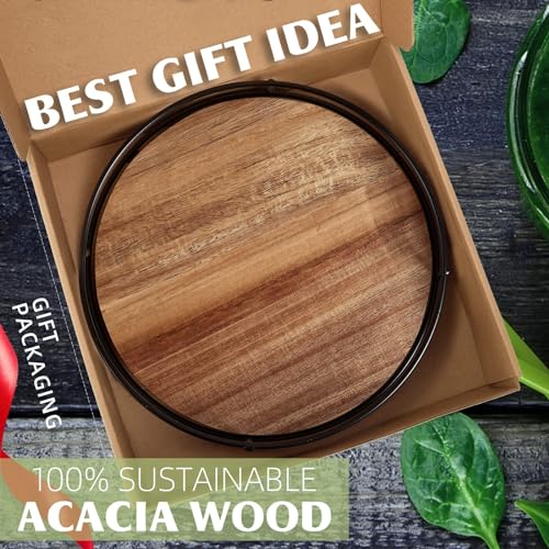 9" Acacia Wood Lazy Susan Turntable