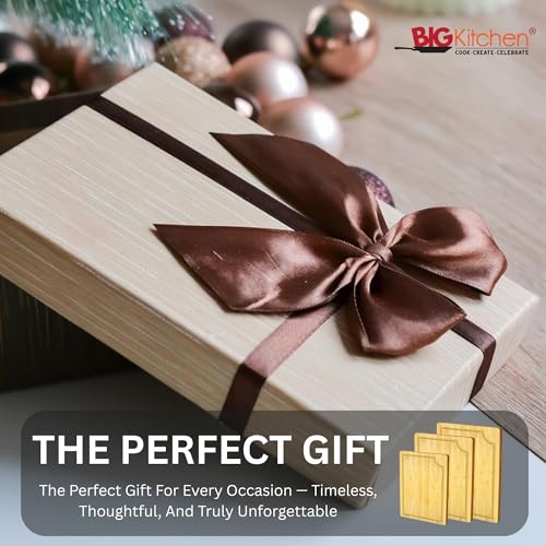 3 Piece Bamboo Cutting Board for Kitchen Butcher Block for Chopping Meat