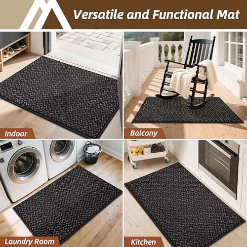 Dirt Trapper Door Mat 32"x48" Non Slip Washable Black
