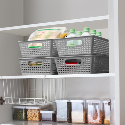 Stackable Woven Plastic Basket (6 Count)