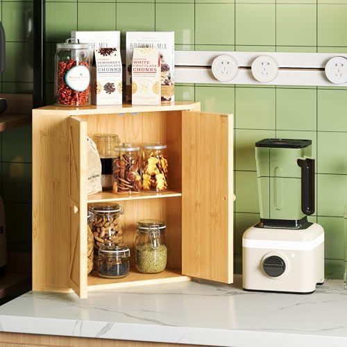 Corner Bread Box for Kitchen Counter Double Layer Bamboo Bread Storage Container Large Capacity Bread Storage Bin Farmhouse Breadbox Organizer