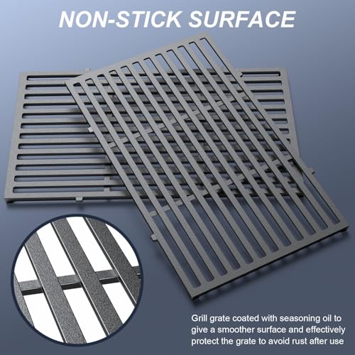 19.5" Grill Parts for Weber Genesis Grill Grates for Weber Genesis 300 Series Genesis E310 E320 E330 S310 S320 S330 EP310 Cast Iron Cooking Grates Replacement for Weber Parts 7524 7528 (2 Count)