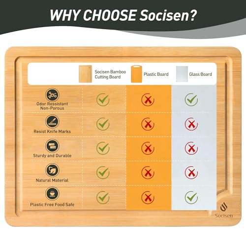 Bamboo Cutting Board Set Non Slip Feet with Holder Over Sink Kitchen Gadgets Charcuterie & Chopping Board Apartment Essentials New Home Must Haves Things Stuff Accessories House Housewarming Gifts (3 Count)