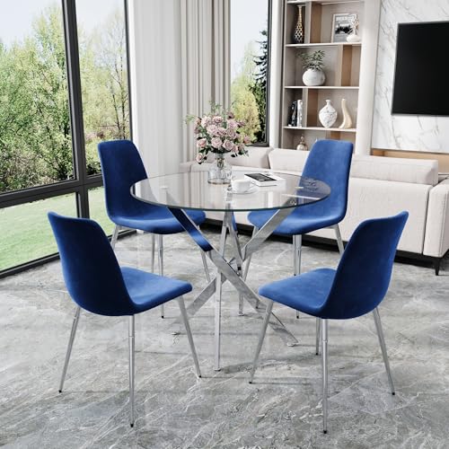 36" Round Glass Dining Table Set for 4 (5 Count)