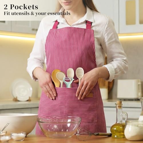 2 Pack Cooking Aprons Adjustable Bib Apron for Women with 2 Pockets (2 Count)