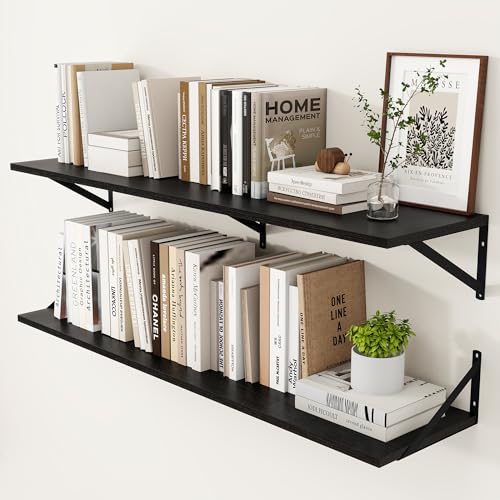 48W x 12D Deep Floating Shelves Set of 2 Black