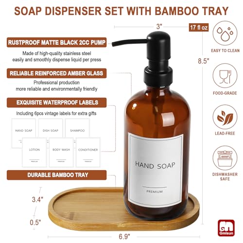 Amber Glass Soap Dispenser (2 Count)