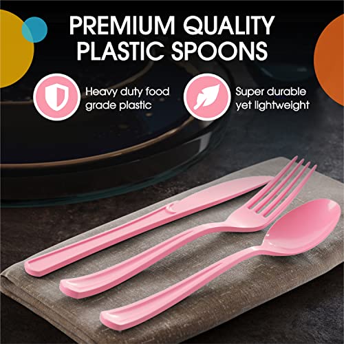 Party Solids Pink Plastic Spoons (200 Count)