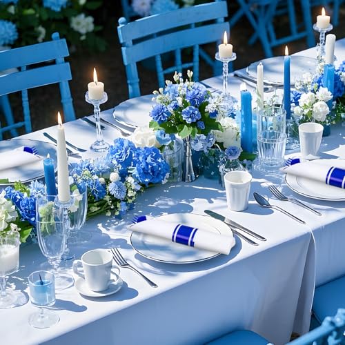 400PCS Pre Rolled Blue Plastic Silverware Set Heavy Duty for Wedding (400 Count)