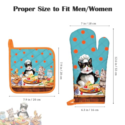 Cute Cat Oven Mitts and Pot Holders Set (4 Count)