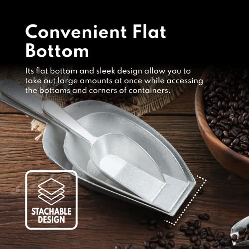 One Piece Cast Aluminum Flat Bottom Bar Ice Flour Utility Scoop