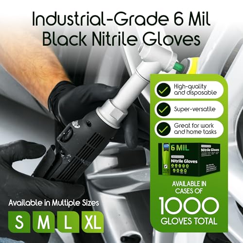 6 Mil HEAVY DUTY Stretch Nitrile Black Gloves Disposable Latex Free (1000 Count)