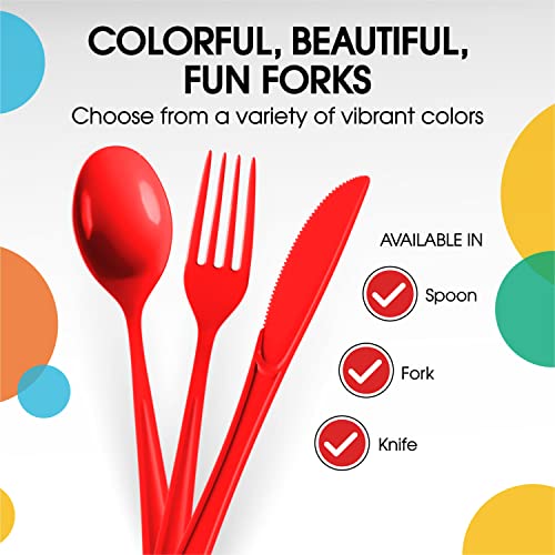 Party Solids Heavy Duty Red Plastic Disposable Cutlery (200 Count)