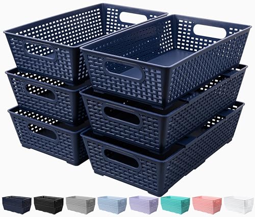 Stackable Woven Plastic Basket (6 Count)