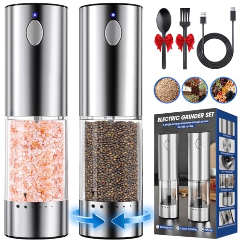 Rechargeable Electric Salt and Pepper Grinder Set (2 Count)