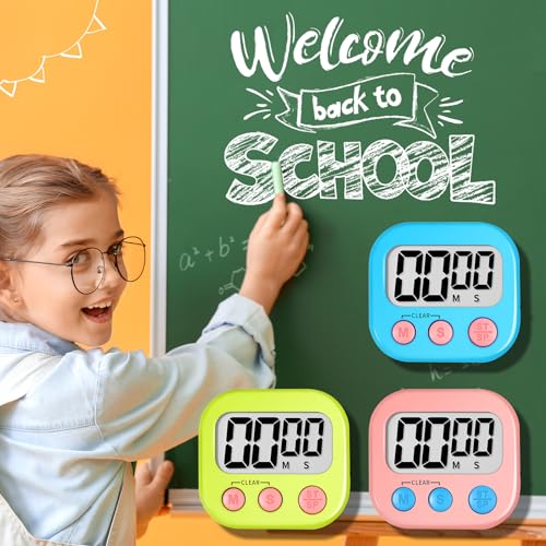 Digital Kitchen Classroom Timers for Kids Cooking 12pcs Blu Grn Pk