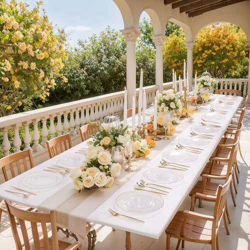 100pcs Clear Plastic Plates with Gold Beads for Bridal Showers (100 Count)