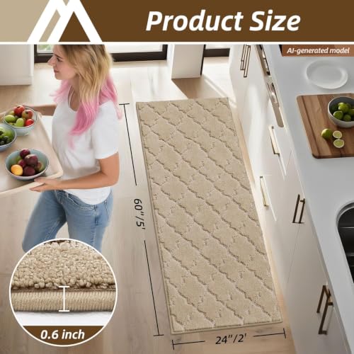 Kitchen Rugs Non Slip Washable 24"x60" (14.4 Sq Ft)