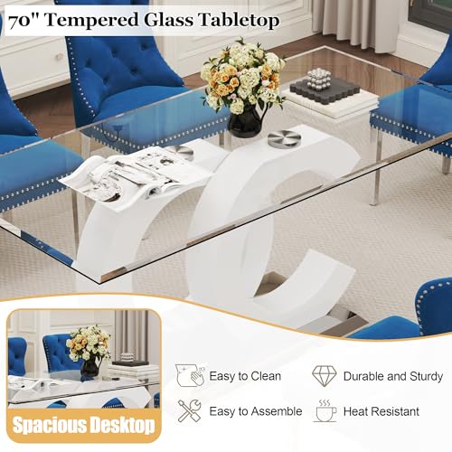7 Piece Glass Dining Table Set for 6