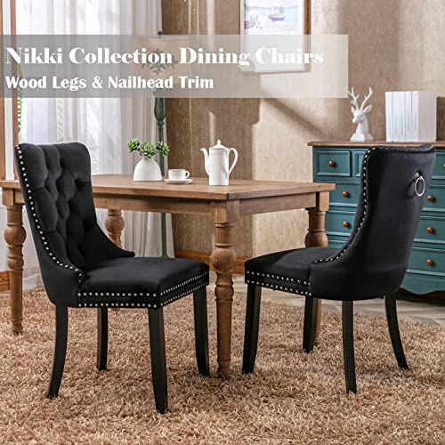 Black Velvet Dining Chairs Set of 2 (2 Count)