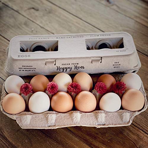 Egg Cartons Adorable Printed Design for Farm Fresh Eggs (250 Count)