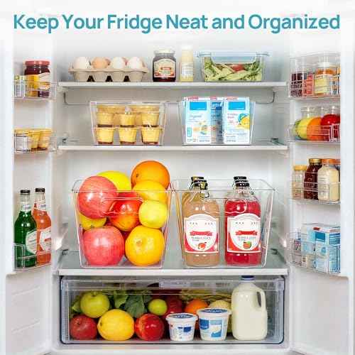 8 Pack Clear Storage Bins Set for Pantry Organizer (8 Count)