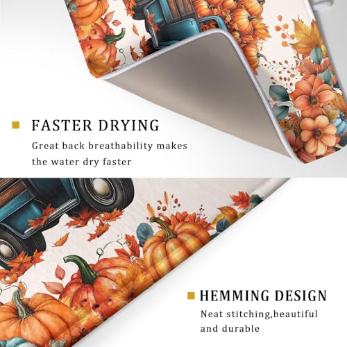 Fall Drying Mats for Kitchen Counter 18×24 Inch Autumn Truck Large Absorbent Microfiber Drying Pad Home Season Accessories