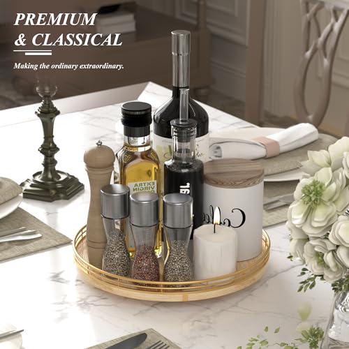12 Inch Farmhouse Oak Lazy Susan Cabinet Organizer