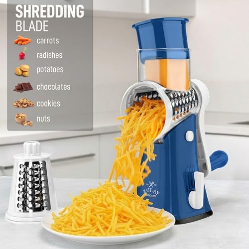 Rotary Cheese Grater Manual Hand Crank 5 Blade Shredder