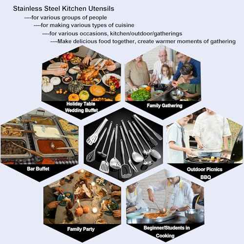 Stainless Steel Kitchen Utensils 12 Pcs (12 Count)