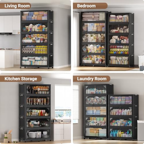 V60 700QT Plastic Stackable Storage Bins with Lid (5 Count)