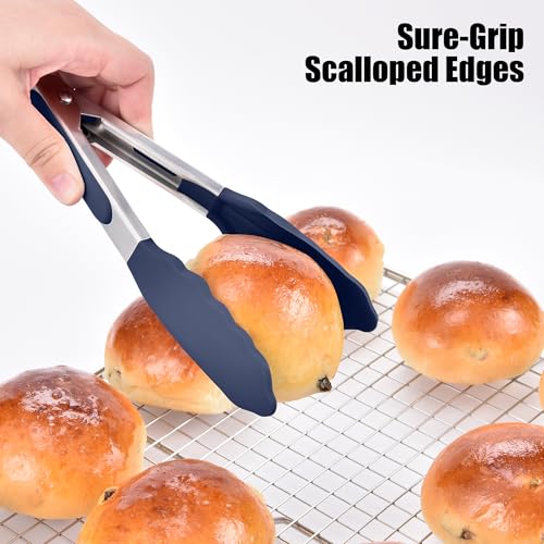 Kitchen Tongs with Silicone Tips for Cooking Serving