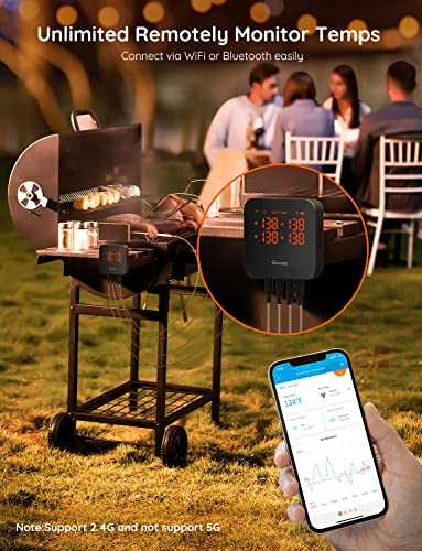 WiFi Meat Thermometer Digital with 4 Probe