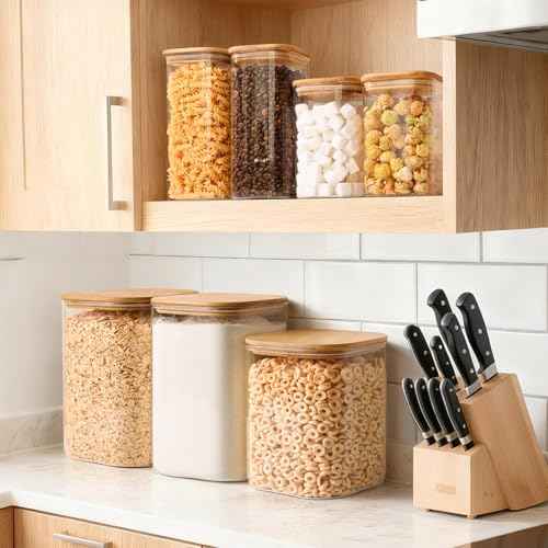 Glass Flour Containers with Bamboo Lids 1.6 (2 Count)