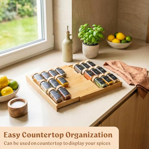 Bamboo Spice Drawer Organizer